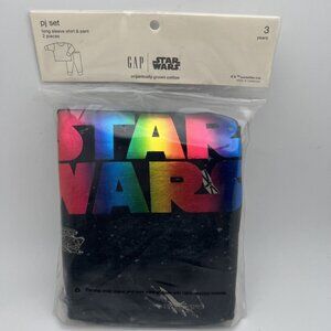 NWT Gap Toddler Boy Girl 3 3T Black Star Wars Rainbow  LS Organic Pajama Set G57